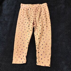 Btween Baby 12 Months Pink And Rainbow Foil Stars Leggings